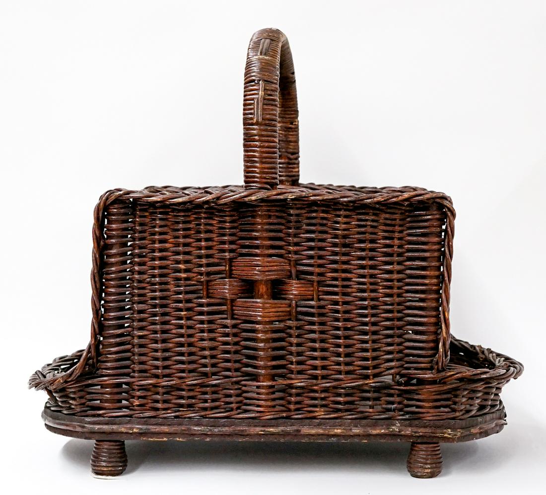 Wicker Firewood Basket with Footed Wood Base (1 of 4)
