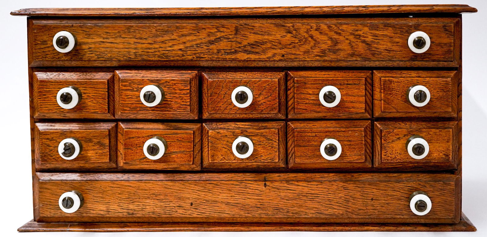 Antique Oak Refinished Multi-Drawer Spool Cabinet (1 of 9)