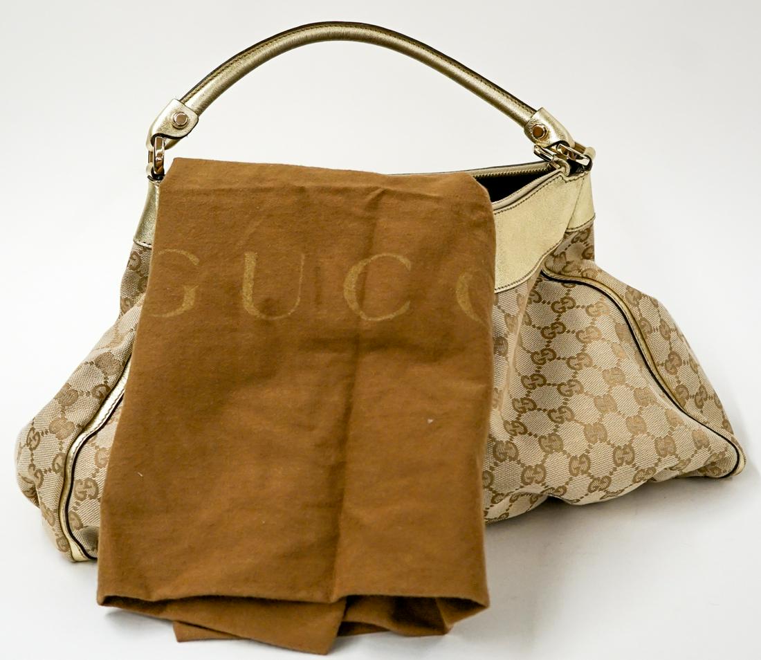 Gucci Beige and Gold Canvas D-Ring Hobo (1 of 9)