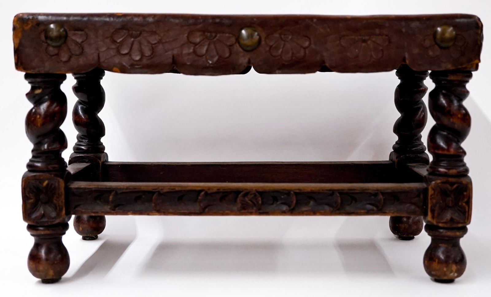 South American Leather Covered Wood Bench (1 of 6)