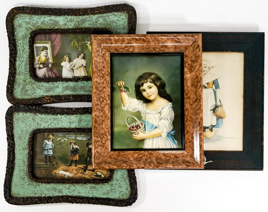Antique (4) Framed Prints [Children] (1 of 9)