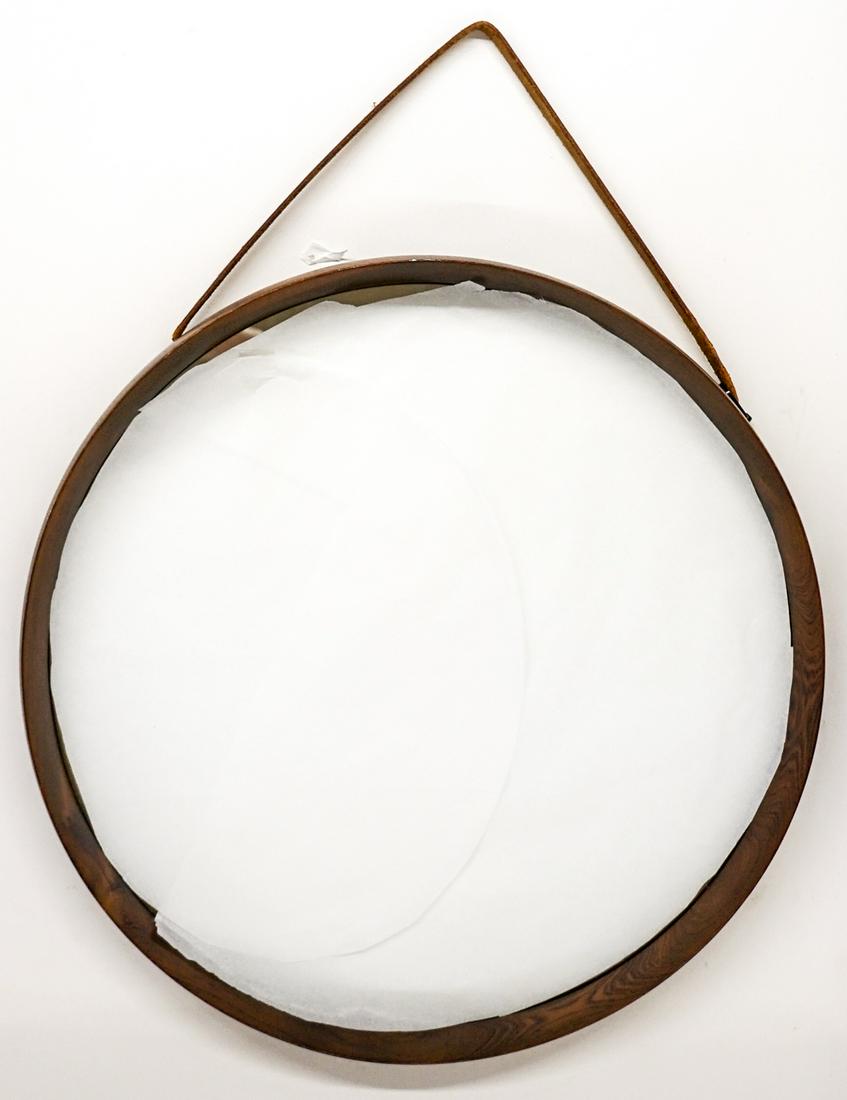 Mid-Century Swedish Round Wood Mirror (1 of 5)
