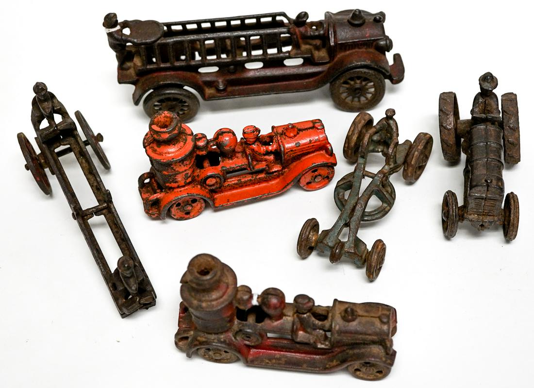 Antique Cast Iron Toys [Fire Trucks; Farming] (1 of 13)