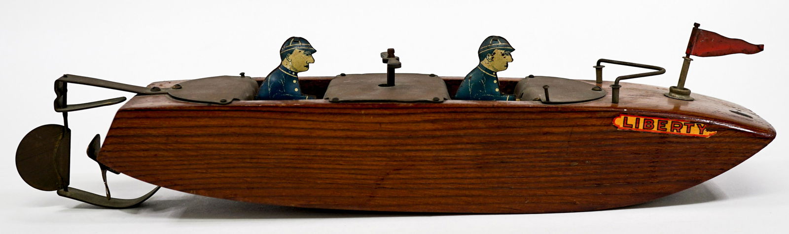 Vintage Wood Police Boat [Wind-Up Toy} (1 of 9)
