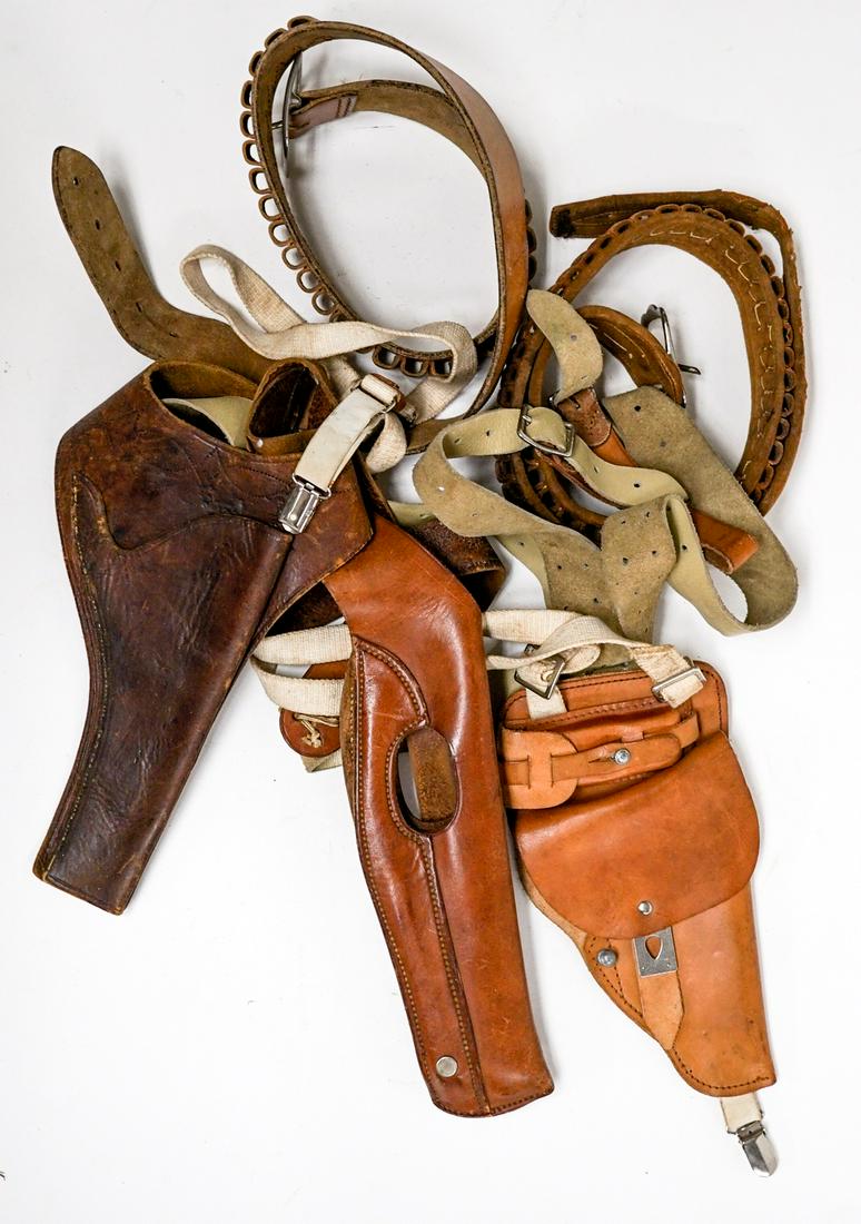 Vintage Leather (2) Belts and (3) Holsters (1 of 10)