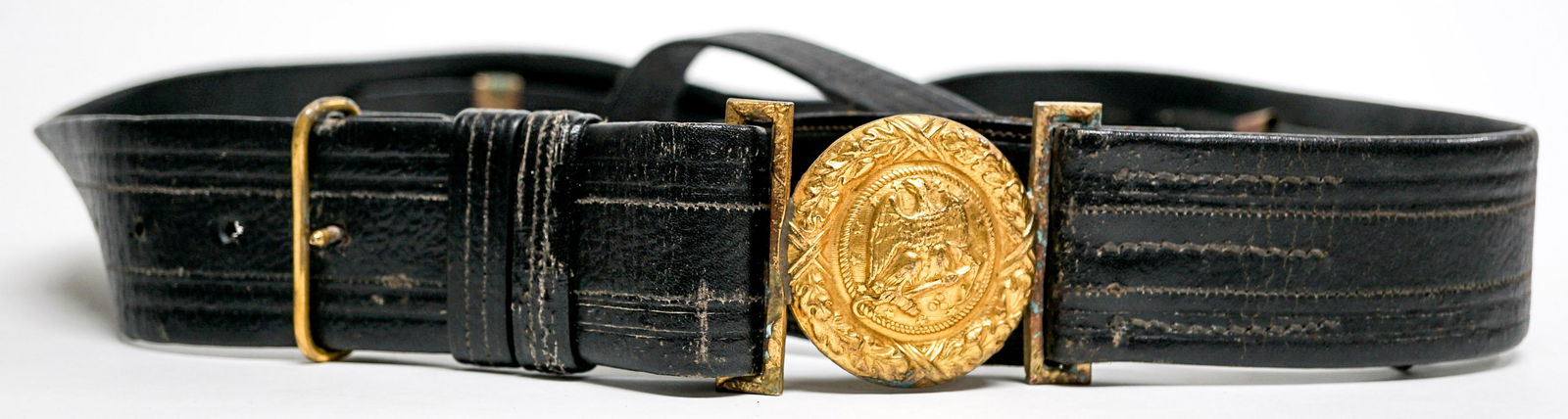 Antique Brass Eagle and Anchor Buckle and Belt (1 of 8)