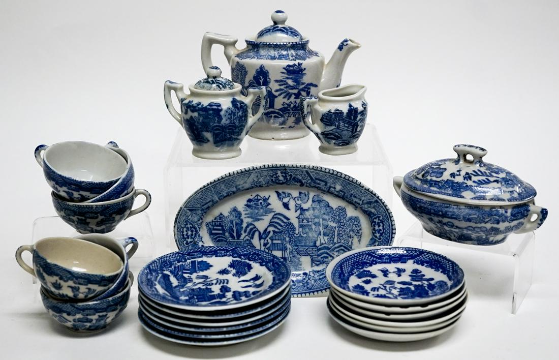 Vintage Flow Blue Doll Dishes (23 pcs) (1 of 6)