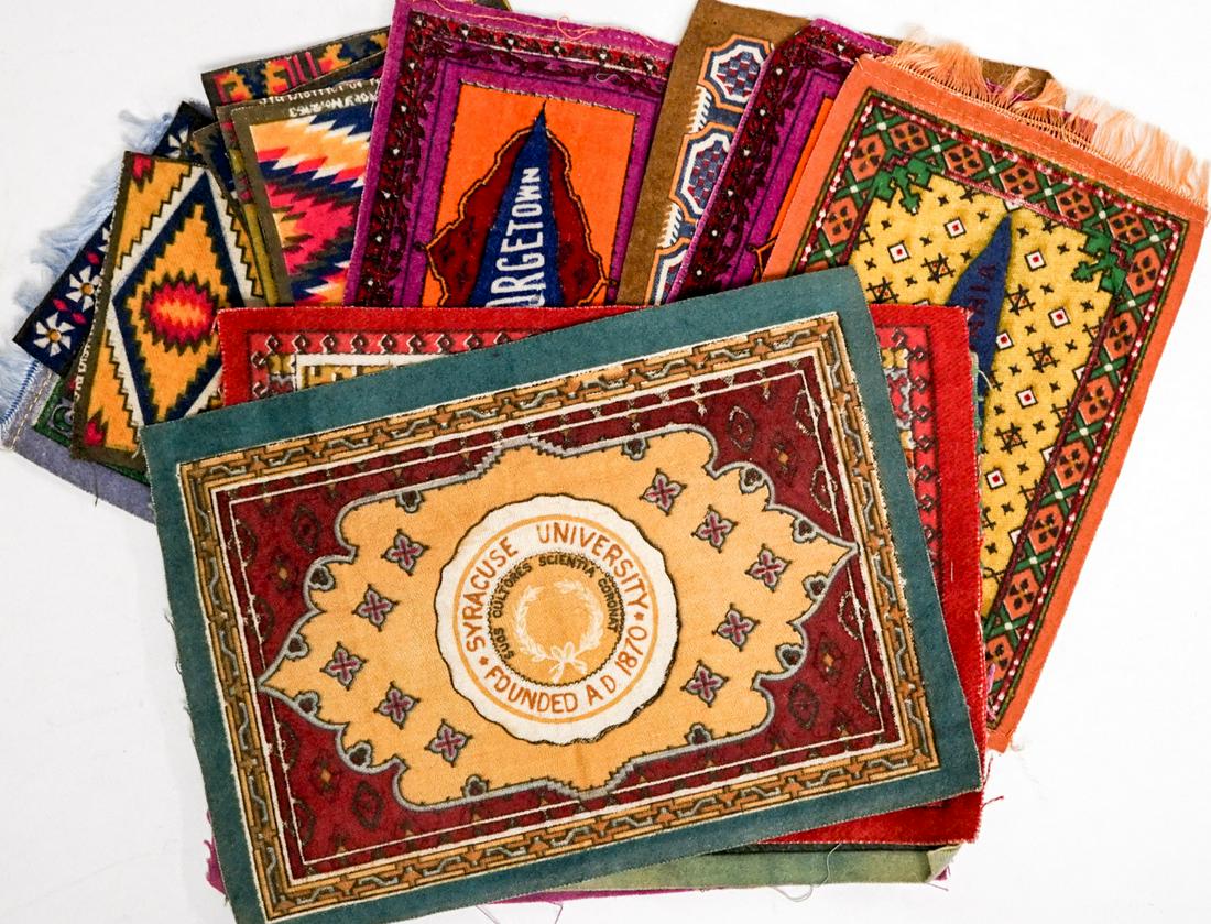 Antique Tobacco Felts (24): A group of antique tobacco felts to include antique Native American pattern rugs and Colleges (24). VG-EX/EX and EX condition with no damage or odors. If lot is absent of a condition report one may be