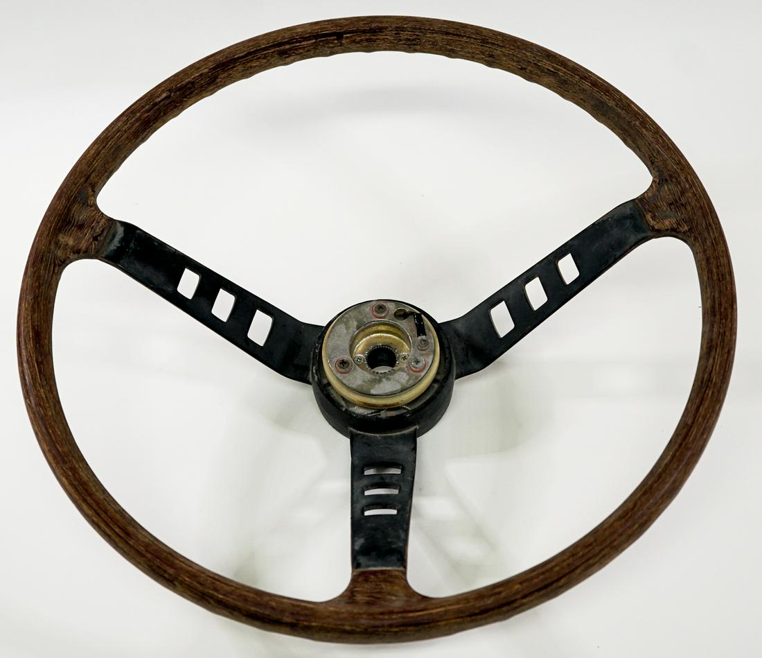 Vintage Wood & Metal Steering Wheel (1 of 4)
