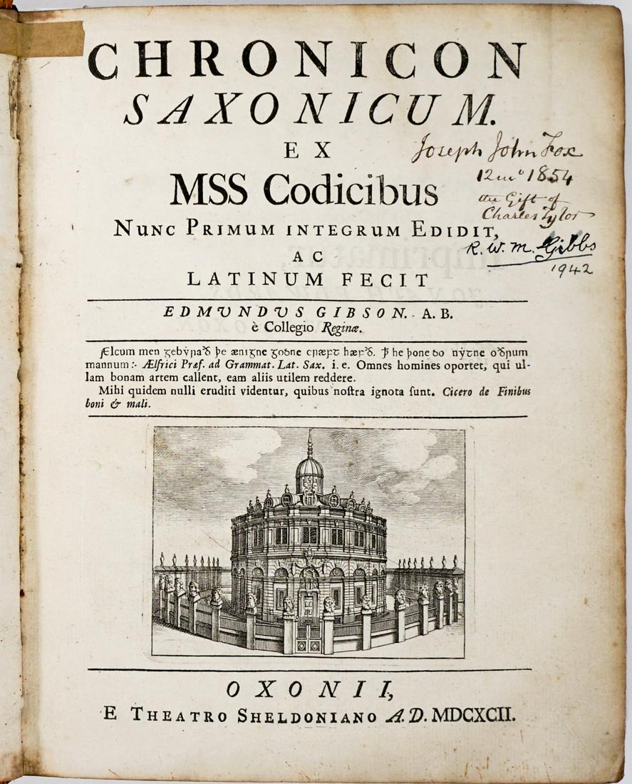 Chronicon Saxonicum 1692 Gibson + Map (1 of 13)