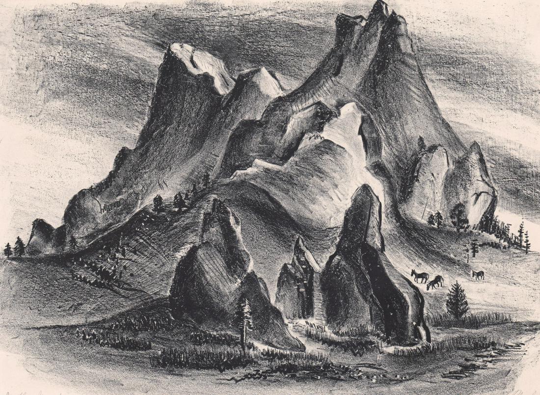 Illegibly Signed Lithograph [Colorado, Landscape] (1 of 5)