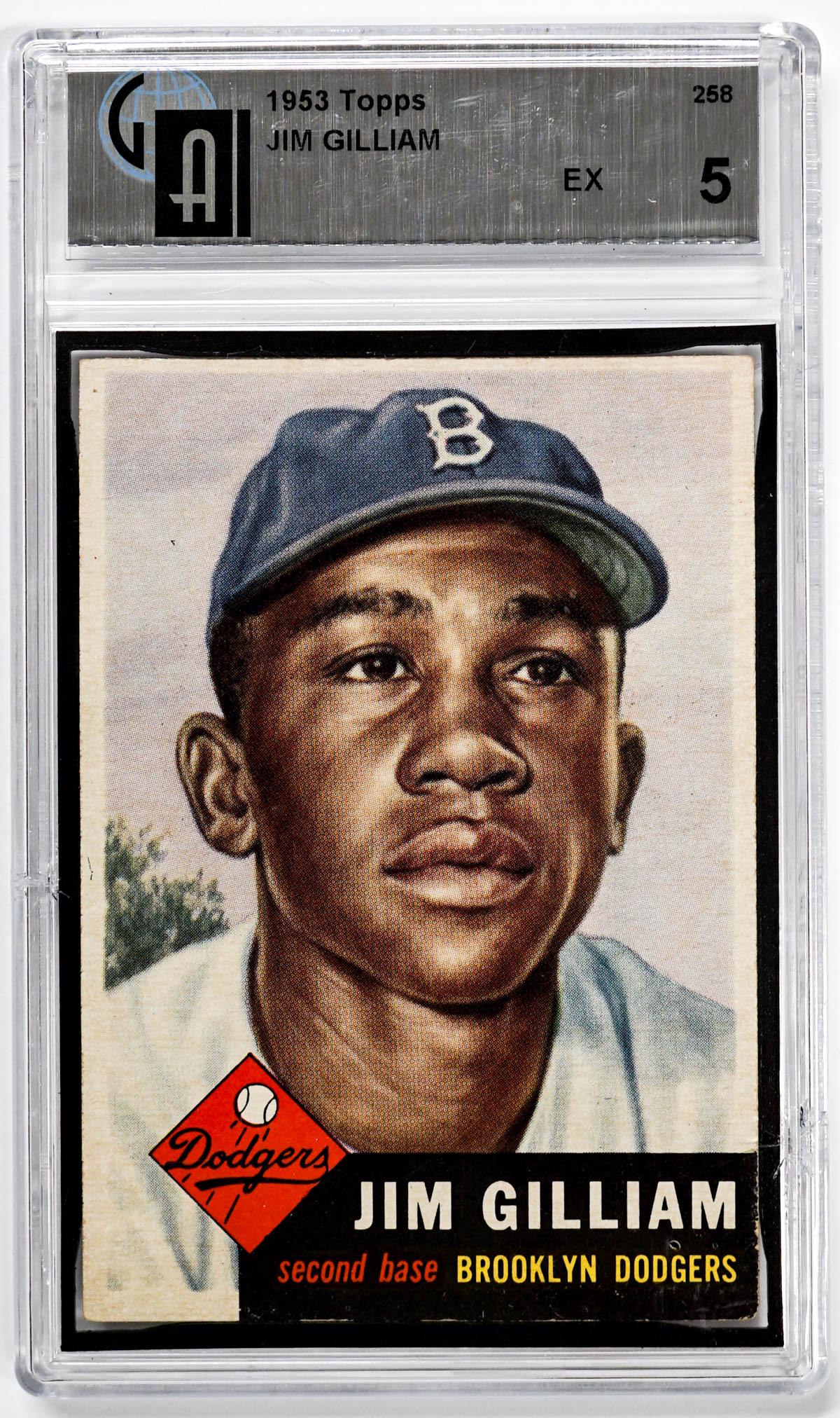 Jim Gilliam 1953 Topps Graded Baseball Card EX 5 (1 of 2)