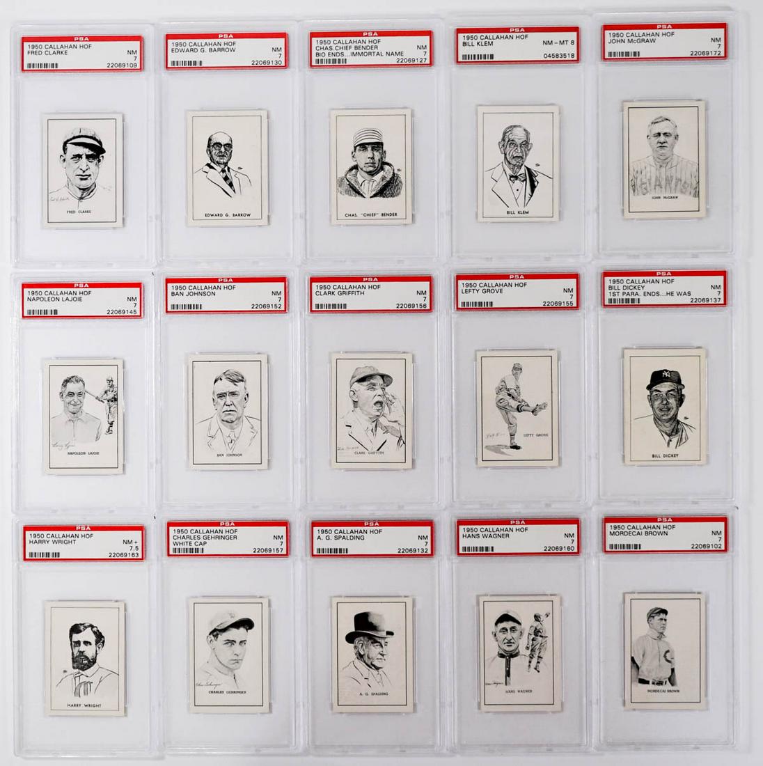 1950 Callahan HOF Graded Cards, All 7's or + (15) (1 of 2)