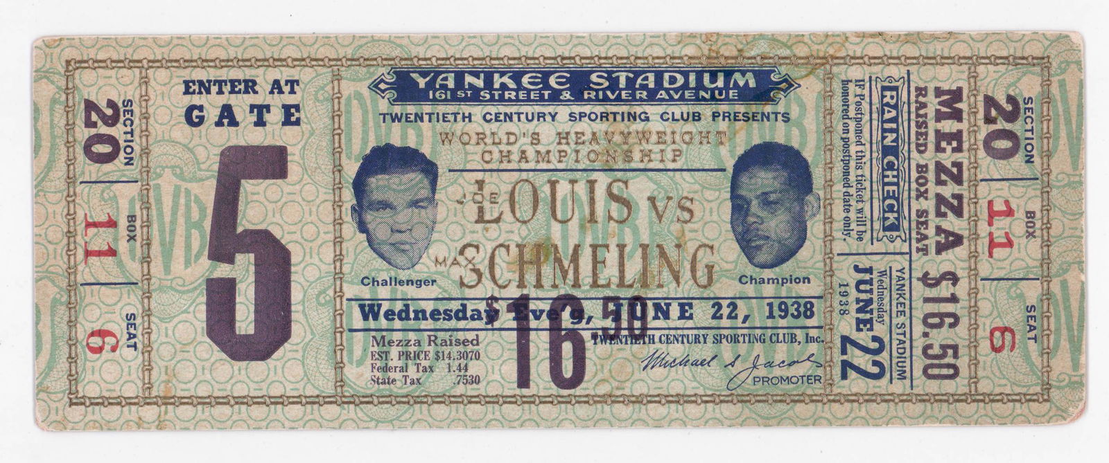 Louis-Schmeling 1938 Full Ticket (1 of 2)