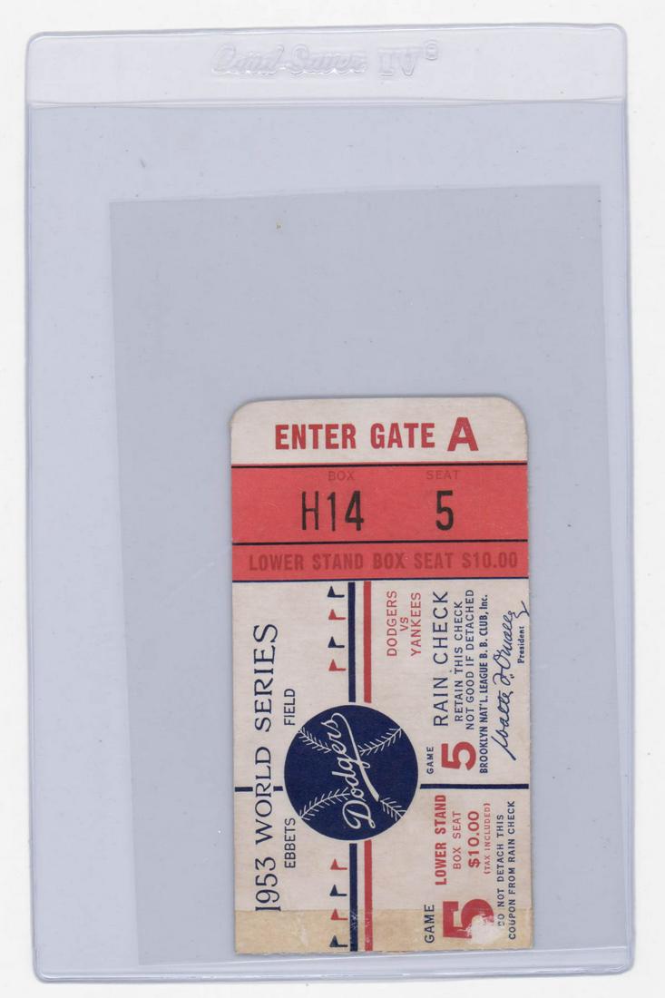 1953 World Series New York Yankees Game 5 Ticket (1 of 2)