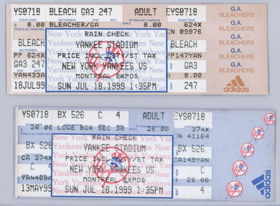 David Cone Perfect Game Tickets (2) (1 of 2)
