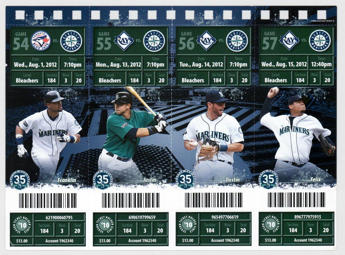 Felix Hernandez Perfect Game Ticket 8/15/12 (1 of 2)