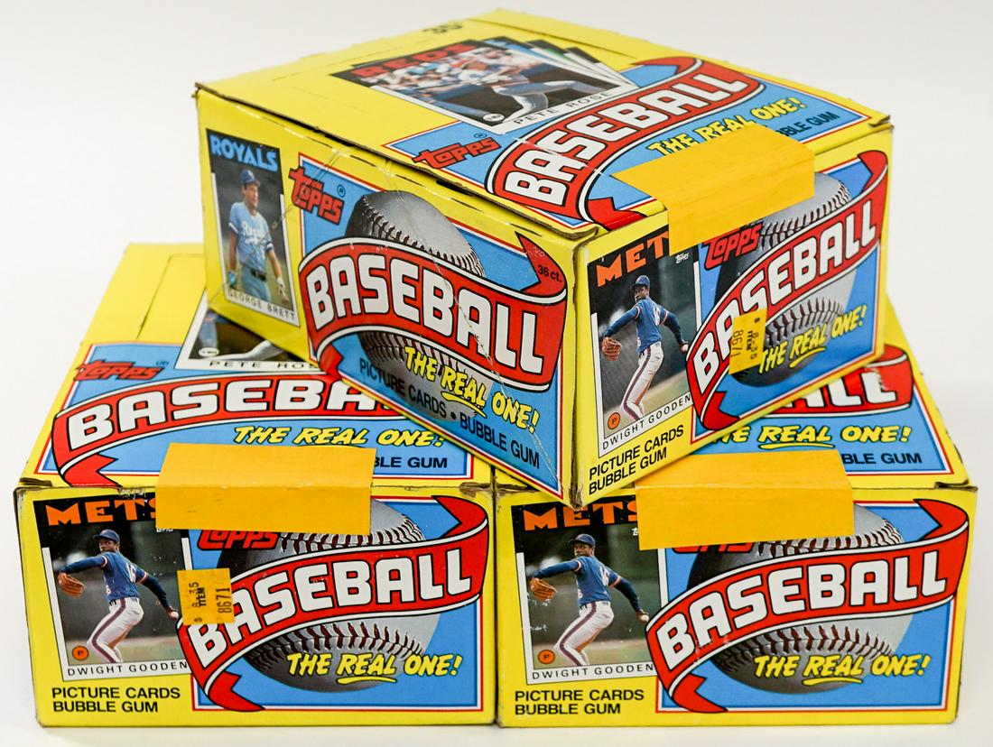 1986 Topps Baseball Sealed Wax Pack Boxes (3) (1 of 3)