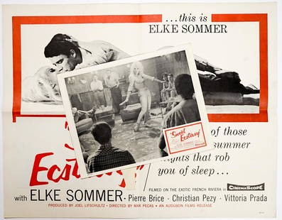 Elke Sommer Lobby Card and Poster: Elke Sommer Lobby Card 11 in. x 14 in. and half sheet poster 2 in. x 28 in. for the movie re titled 'Sweet Ecstasy' (Sweet Violence). Unframed, loose, not glued or mounted. Provenance: William Emery C