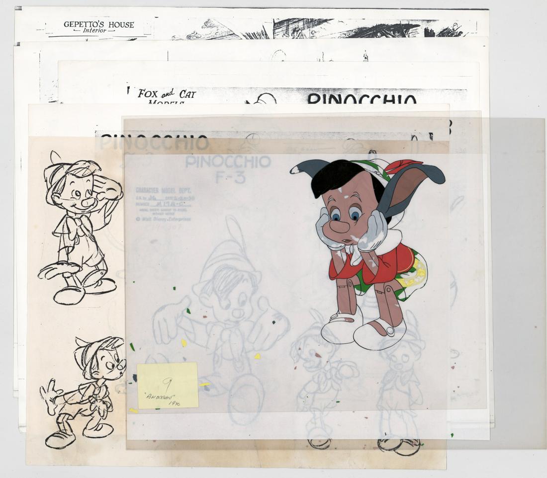 Pinocchio Production Cel and Character Sheet (1 of 5)