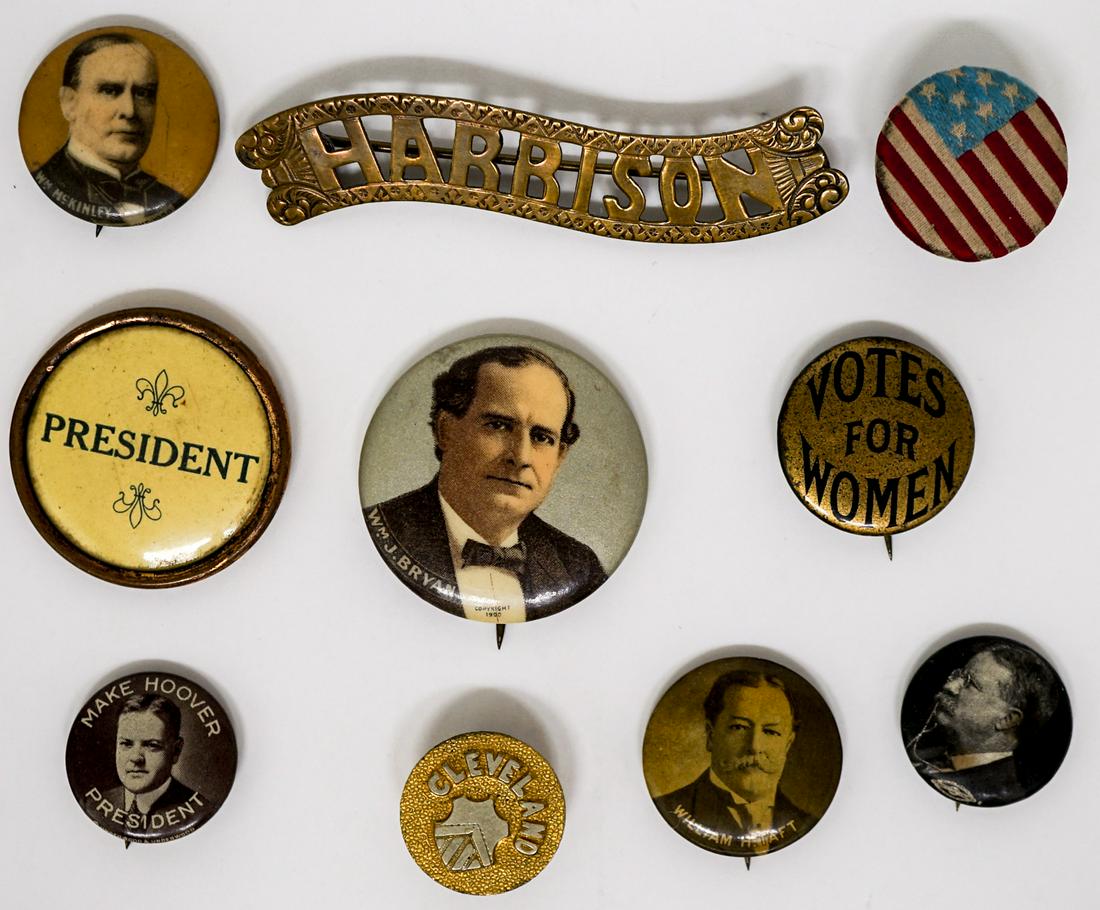Antique Political Pinback Buttons (10) (1 of 2)