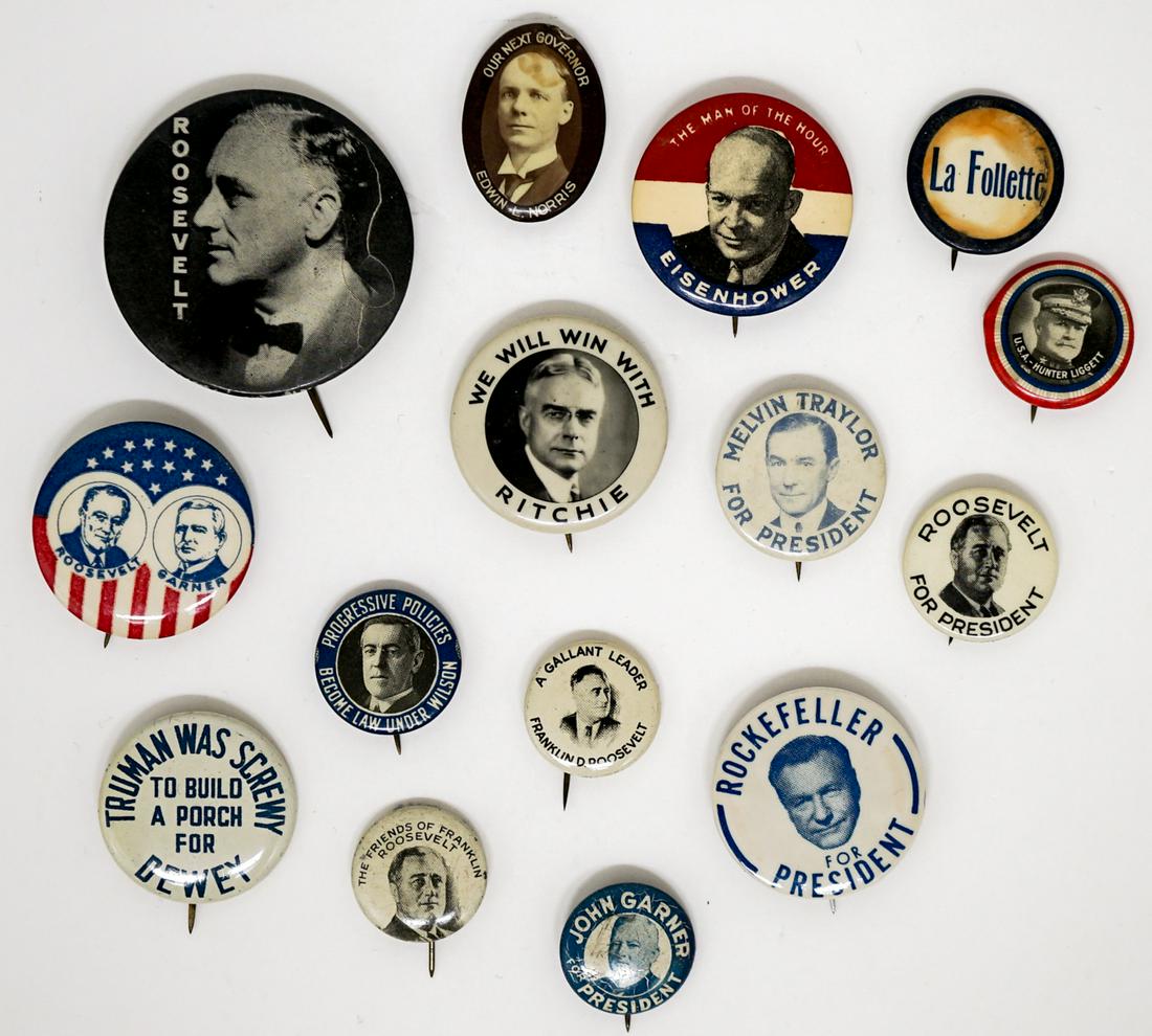 A Group of Vintage Political Buttons (15) (1 of 2)