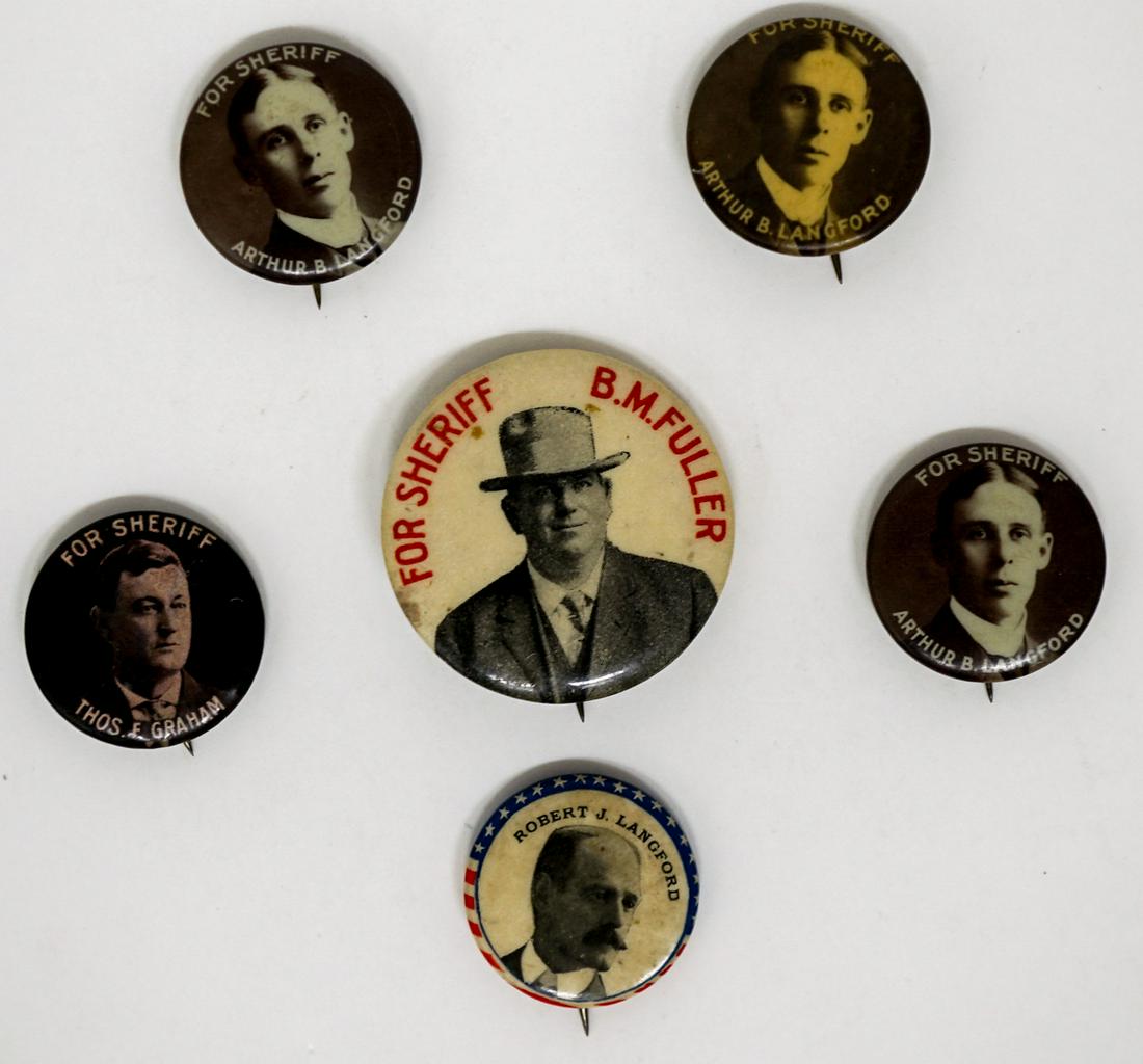 A Group of For Sheriff Antique Pinback Buttons (1 of 3)