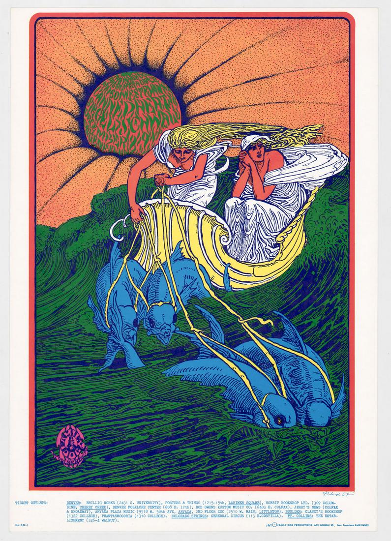 Family Dog Denver "Fireball" FD-D14 Poster: Family Dog Denver "Fireball" Concert Poster FD-D14 (Family Dog, 1967).concert poster. Measures 20-in. x 14-in. NrMt-Mt condition. If lot is absent of a condition report one may be requested via email.