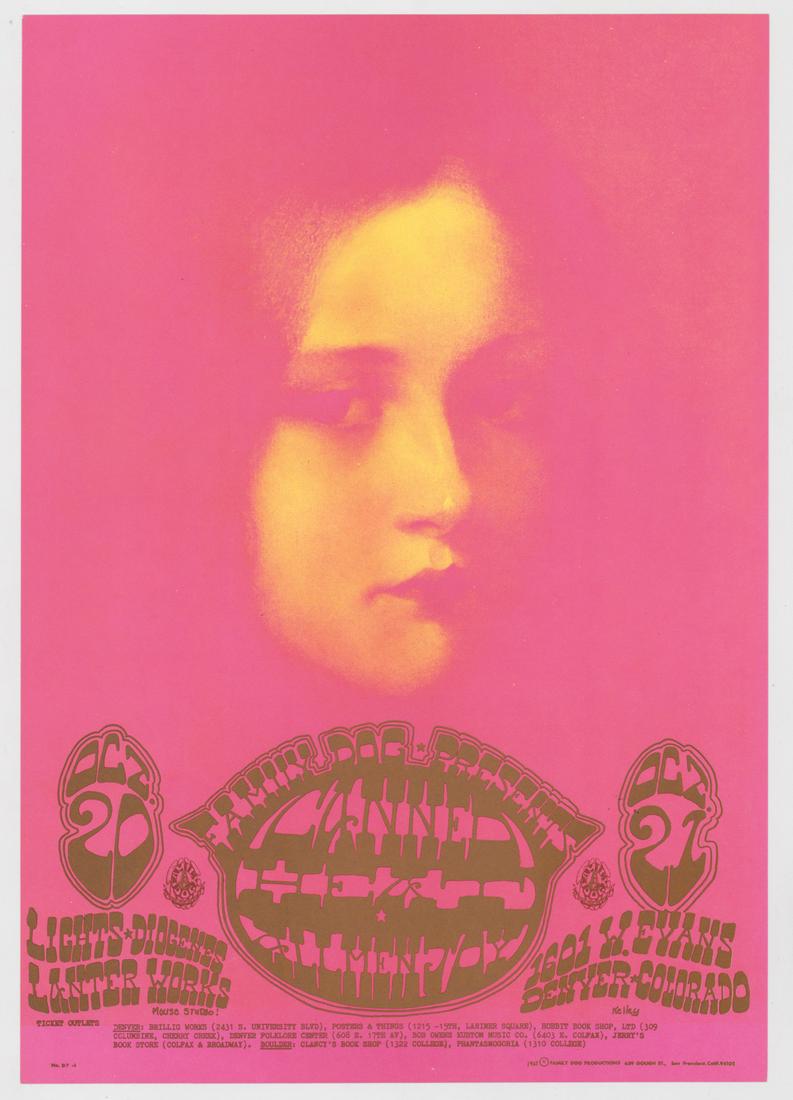 Family Dog Celestial Moonchild Poster FD-D7: Family Dog Denver "Celestial Moonchild" Concert Poster FD-D7 (Family Dog, 1967).concert poster. Measures 20-in. x 14-in. NrMt-Mt condition. If lot is absent of a condition report one may be requested 