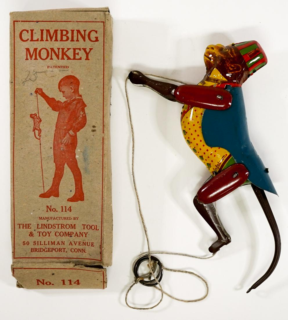 RARE Climbing Monkey by Lindstrom Mint In Box: Rare Lindstrom Climbing Monkey No.20 Mint in Box. If lot is absent of a condition report one may be requested via email. Condition report is provided as an opinion only and is no guarantee as grading 