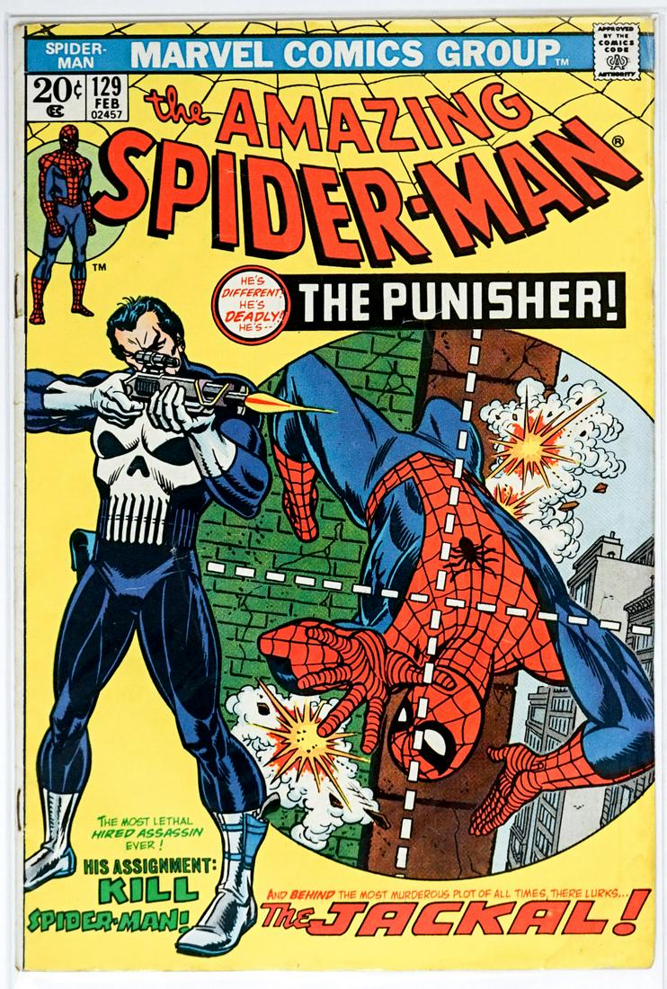The Amazing Spider-Man No.129: The Amazing Spider-Man No.129. VG-VG-EX, small water stain lower right. If lot is absent of a condition report one may be requested via email. Condition report is provided as an opinion only and is no