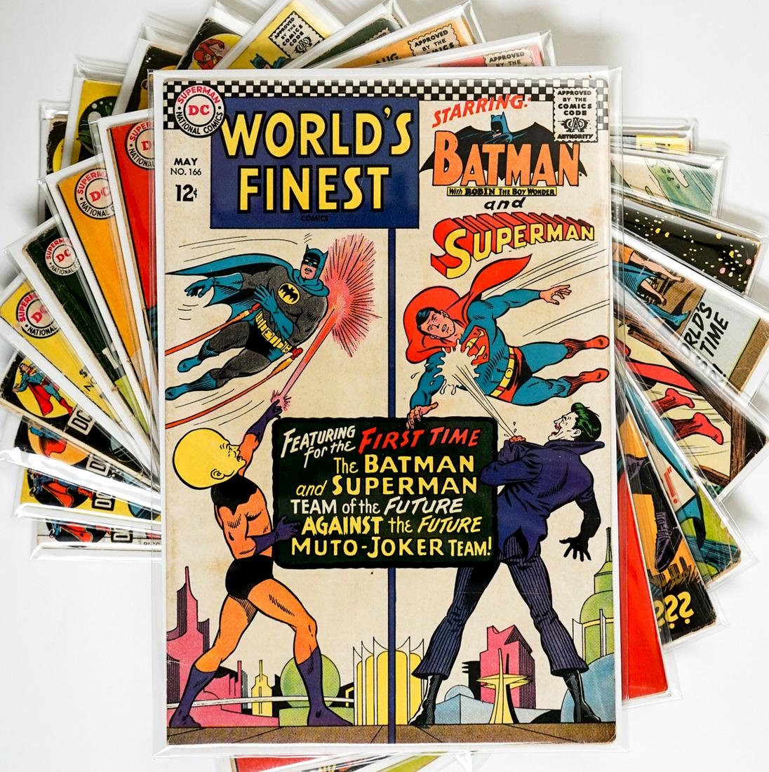 [Superman, Batman] World's Finest Vintage Comics 9: [Superman, Batman] Group of vintage comics (9). Includes 166, 175, 177, 185, 196, 198, 201, 203 and 204. Condition varies. If lot is absent of a condition report one may be requested via email. Condit