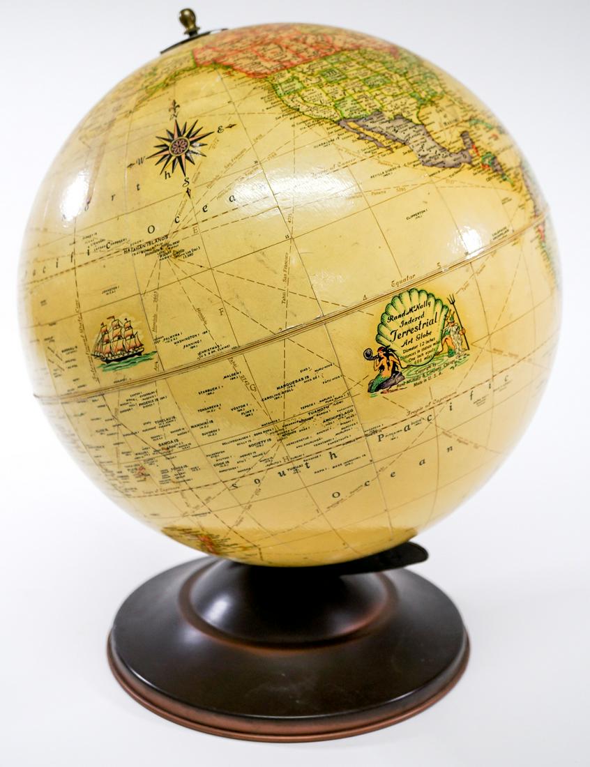 Vintage Terrestrial Art Globe 12" Rand McNally (1 of 5)