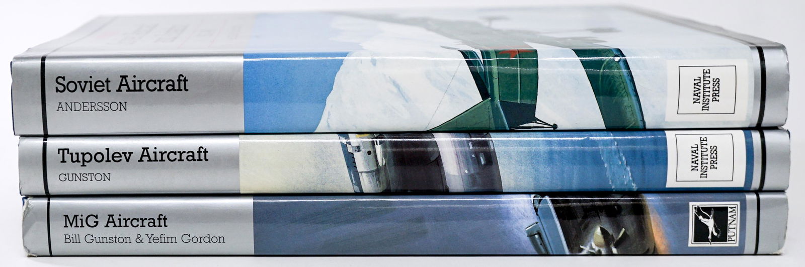 Military Aircraft (3) Putnam Books [MiG; Tupolev]: Three (3) books of military aircraft. Includes: Tupolev Aircraft by Bill Gunston; MiG Aircraft by Bill Gunston and Yefim Gordon; and Soviet Aircraft and Aviation by Lennart Sndersson. All with unclipp