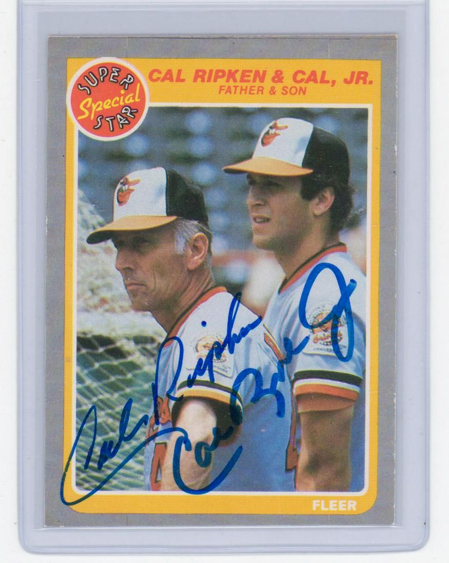 Cal Ripken, Jr. & Sr. Signed Baseball Card BAS LOA (1 of 2)