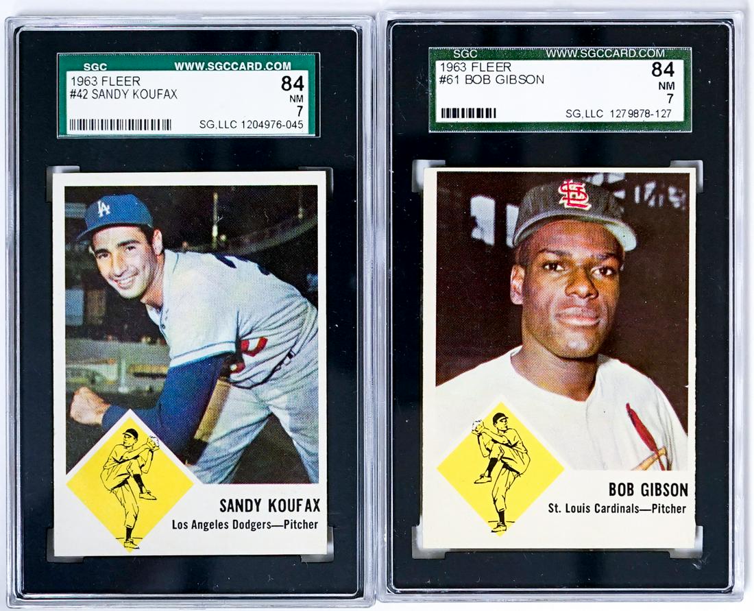 1963 Fleer Sandy Koufax, Bob Gibson SGC Graded (1 of 2)