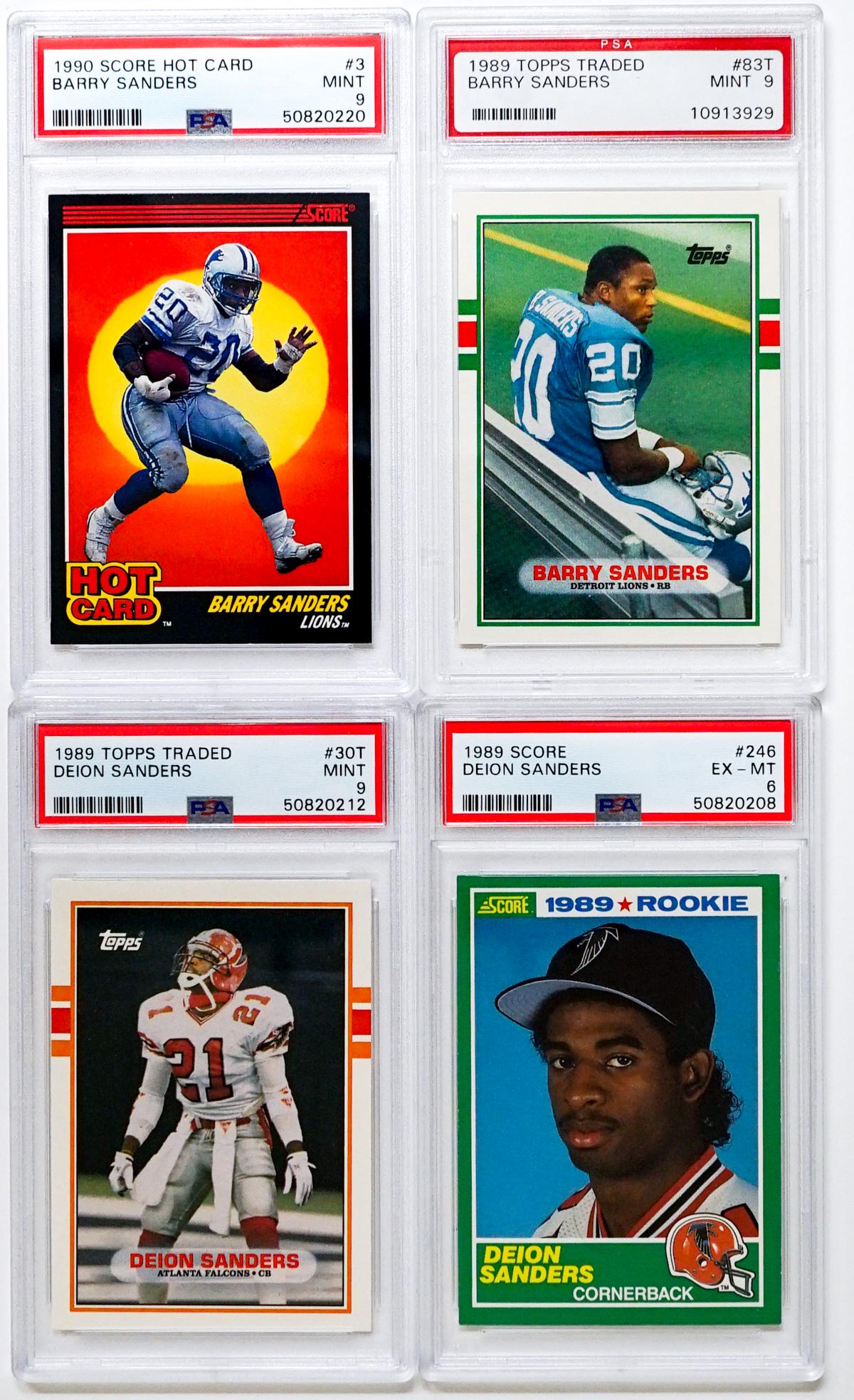 Barry Sanders & Deion Sanders Graded FB Cards (4) (1 of 2)