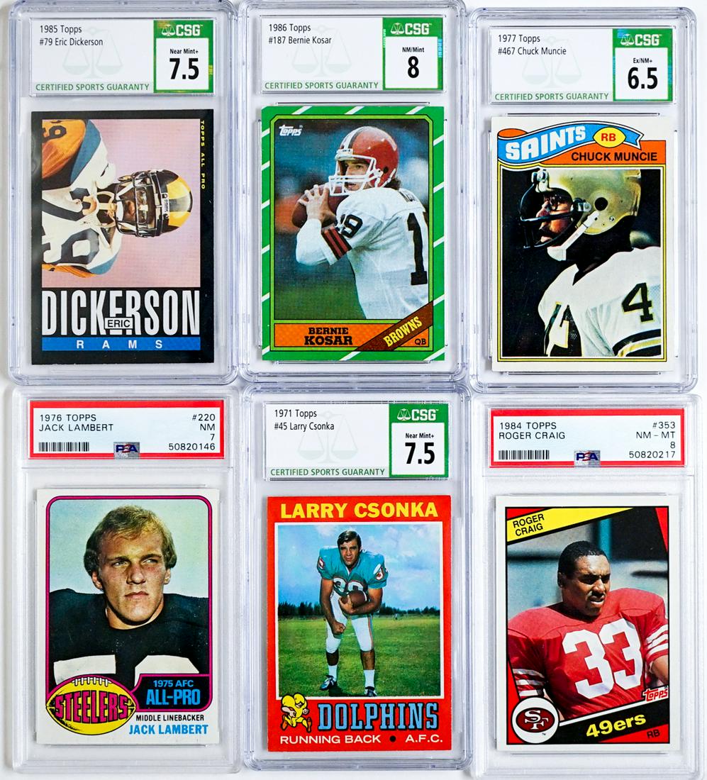 Graded Football Cards with Rookies (6) (1 of 2)