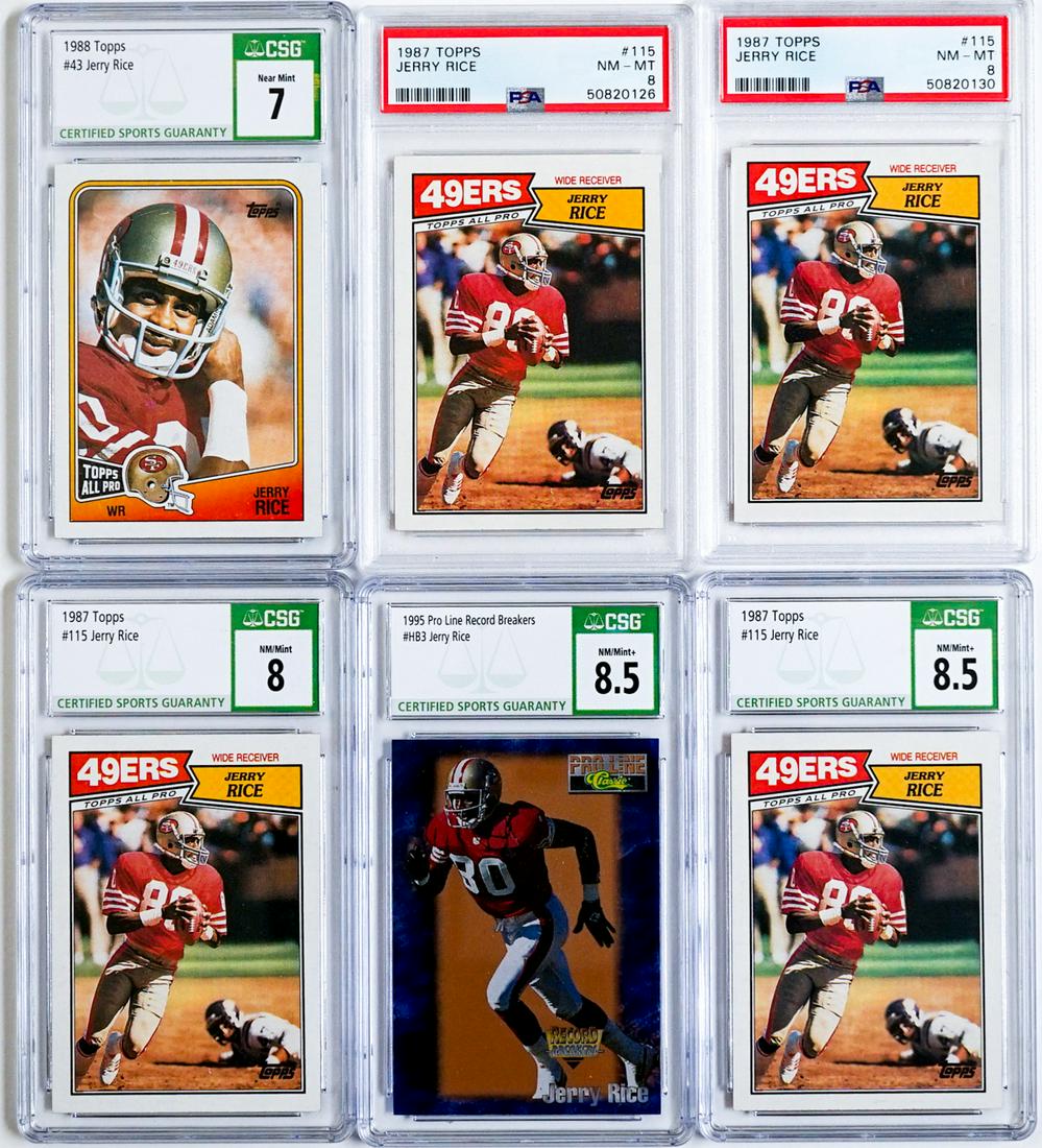 Jerry Rice Graded Football Cards (6) (1 of 2)