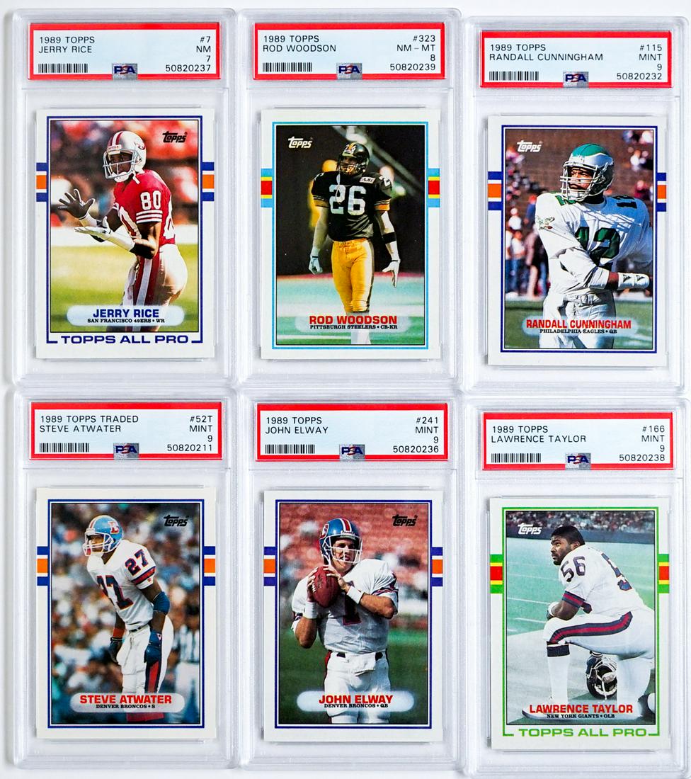 1989 Topps Football Graded Cards (6) PSA 9 Mostly (1 of 2)