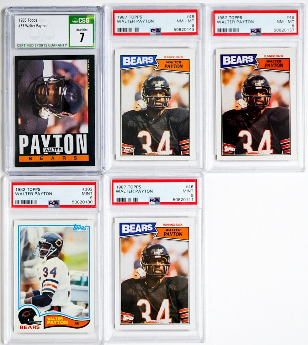 Walter Payton Graded Football Cards (5) (1 of 2)