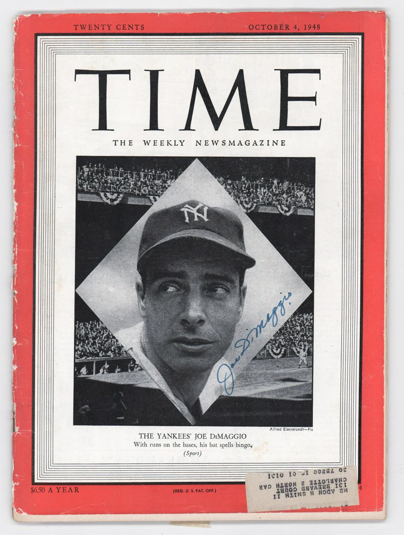 Joe DiMaggio Signed Time Magazine Cover (1 of 3)