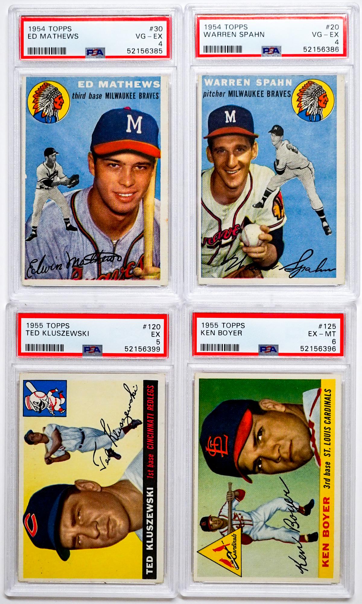 1954 & 1955 Topps Graded Baseball Cards (4) (1 of 2)