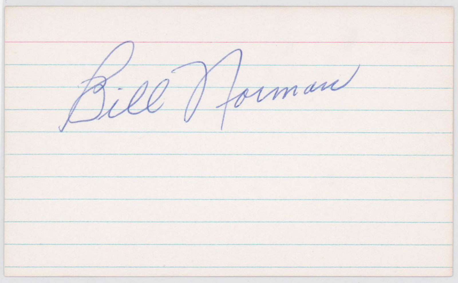 Bill Norman (Player, Manager, Coach, 1910-1962): Bill Norman (Player, Manager, Coach, 1910-1962) signed 3 x 5 card. PSA/DNA #L73807. This lot requires a Wire or Zelle transfer. If lot is absent of a condition report one may be requested via email. C