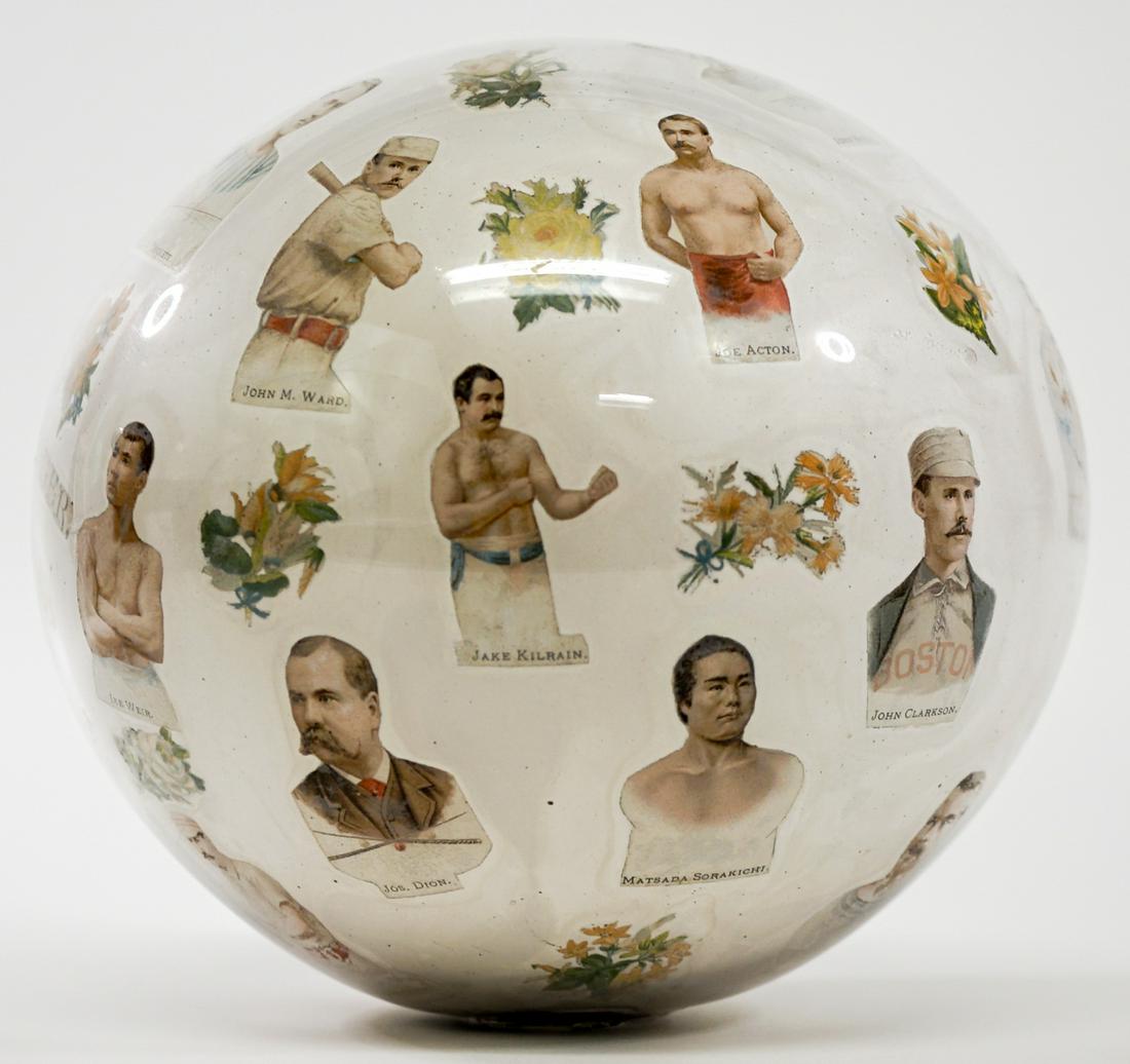 Folk Art Glass Globe with Allen & Ginter Cards (1 of 7)