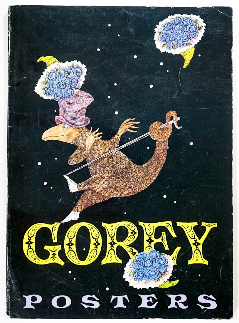 Gorey Posters by Edward Gorey 1979: Gorey Posters by Edward Gorey. Softcover 1979. H. N. Abrams. Internal pages clean, cover shows wear. Measures 16 in. x 11.5 in. x .25 in. Provenance: William Emery Collection, Sheridan Wyoming. If lot