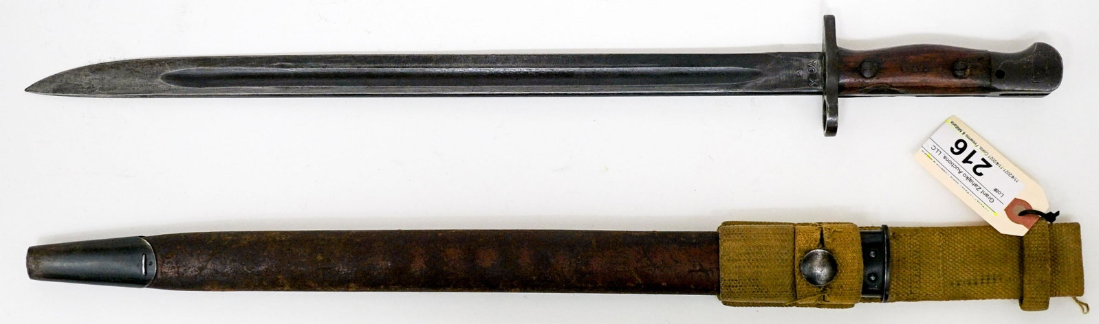 British/Australian WWII P-07 Bayonet. Model 1907: British/Australian WWII P-07 Bayonet. Model 1907. This is a 16" bayonet with Scabbard. This bayonet will fit all the Enfield SMLE Rifles.. If lot is absent of a condition report one may be requested v