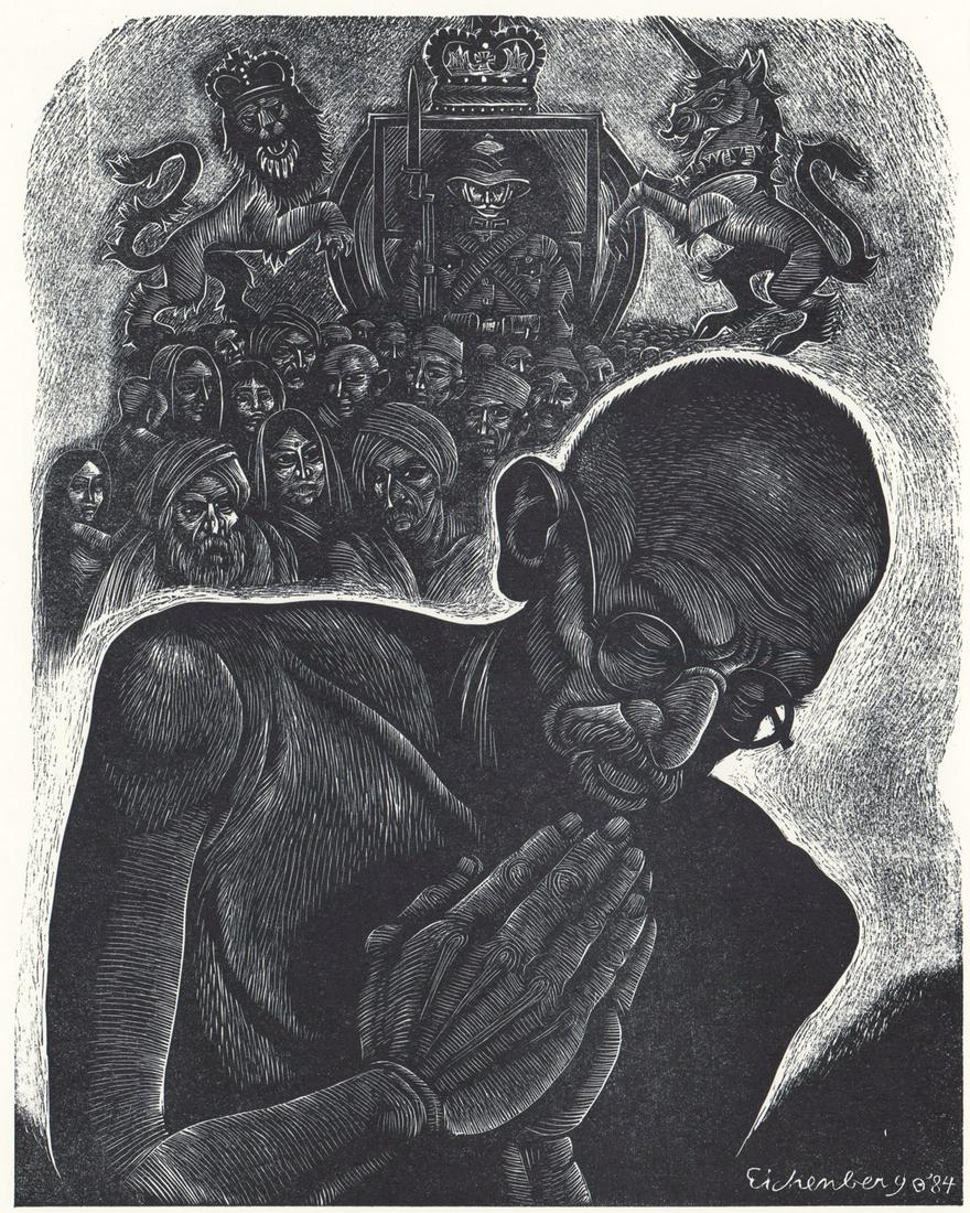 Fritz Eichenberg Signed Wood Engraving Gandhi (1 of 5)