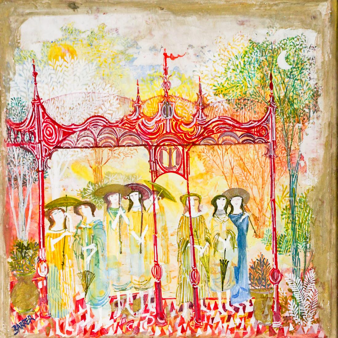 Gertrude Barrer (New York, 1921-1992) Original: Gertrude Barrer (New York, 1921-1992) original gouache on paper. Appear to be in artists original frame. Measures 13-in. x 13.5-in. Appears to be in near mint condition. However, not inspected out of