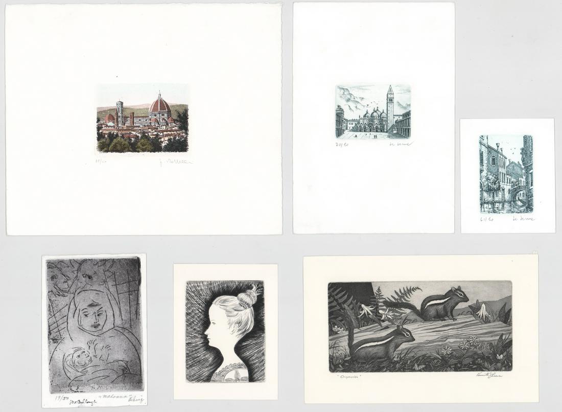 Six Small Modern Signed Etchings (1 of 7)
